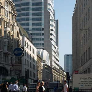Londyn City, Monument, panorama na biurowce przy ulicy King William.